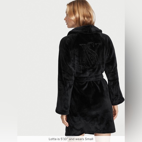 🆕 VICTORIA’S SECRET VS SLEEP Short Cozy Robe XL-XXL Black - Picture 2 of 9